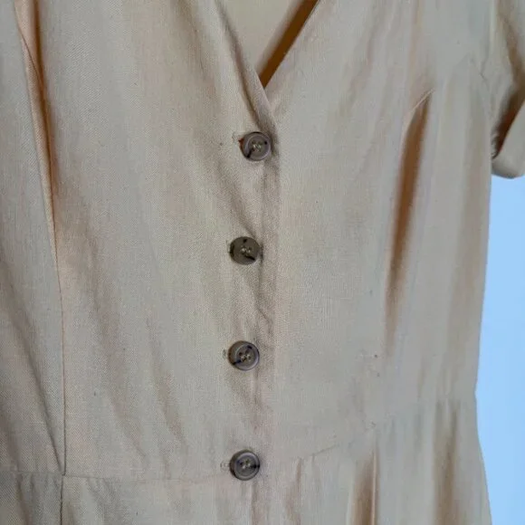 Gal Meets Glam | Vanessa Button-Down Linen Blend Dress in Butter Yellow - 2 - Picture 9 of 10